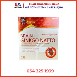 Hoạt huyết dưỡng não BRAIN GINKGO NATTO giảm đau đầu, hoa mắt, chóng mặt 100 Viên