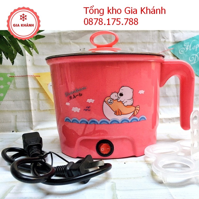 Ca Nấu Mì Đa Năng Siêu Tốc, Nồi Lẩu Điện Mini 18cm Công Suất 600W