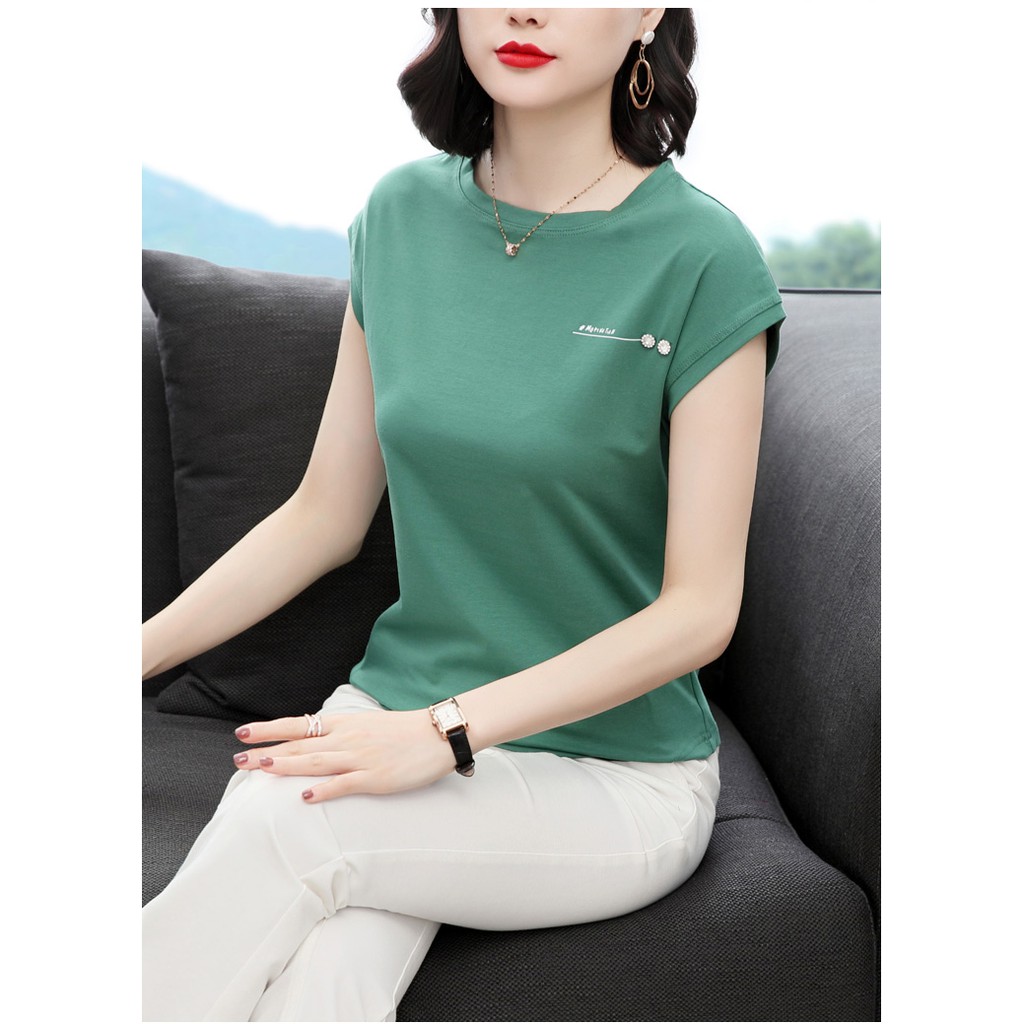 Áo cotton 100% thêu ngực - Thoáng và mát