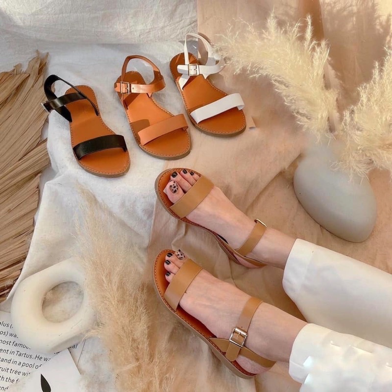 Giày Sandal Bệt Quai Ngang Đế 1cm X555