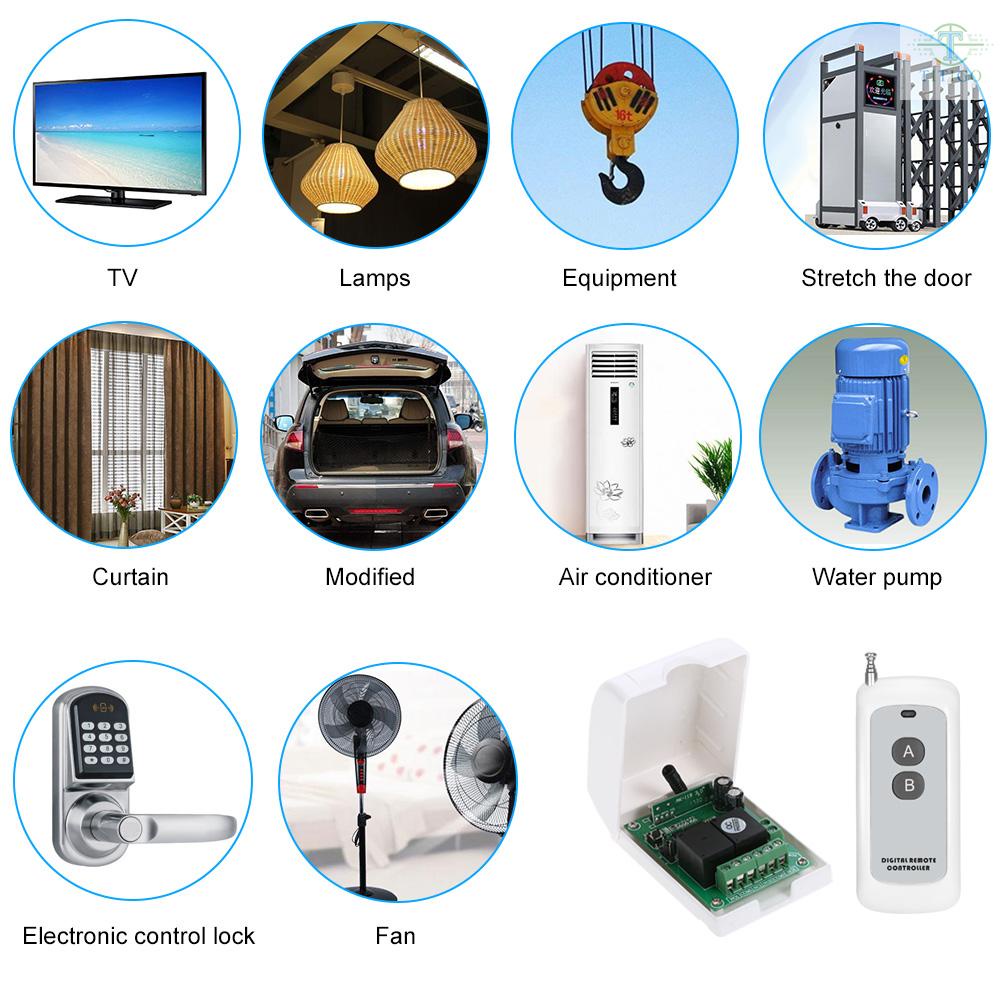 Smart Home 433Mhz RF DC 12V 2CH Learning Code Wireless Remote Control Switch Relay Receiver Transmitter Universal Remote Switch System and Long Range 500M RF Transmitter Remote Controls 1527