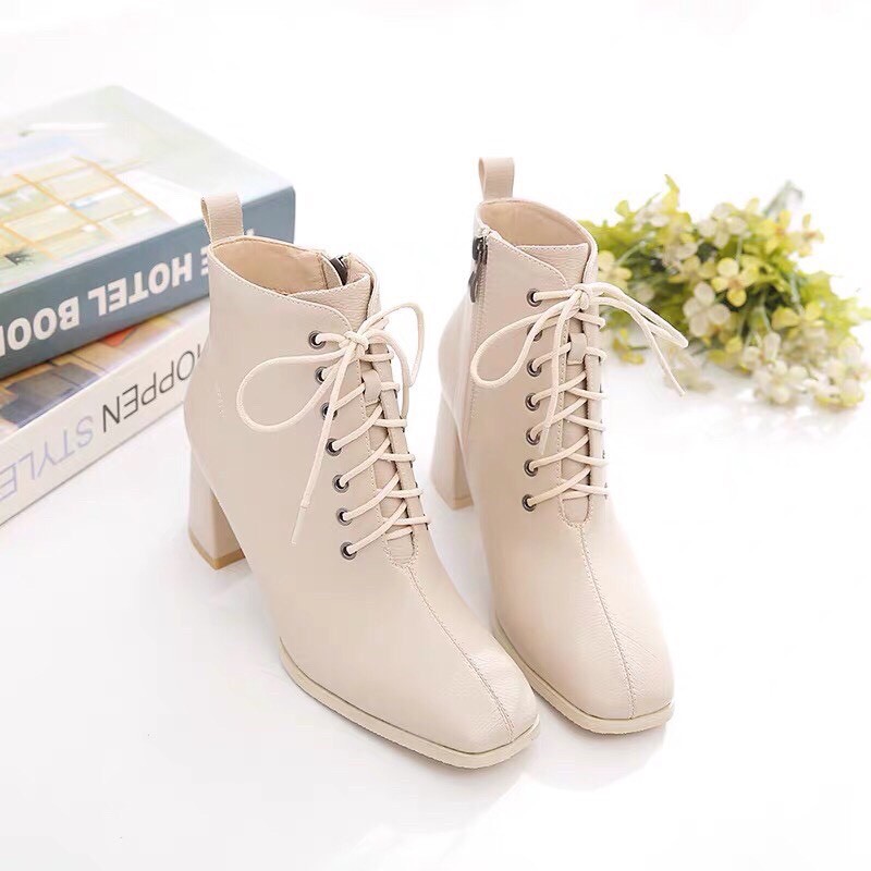 Bốt nữ cao gót, khóa sau mix dây buộc style xứ Hàn | BigBuy360 - bigbuy360.vn