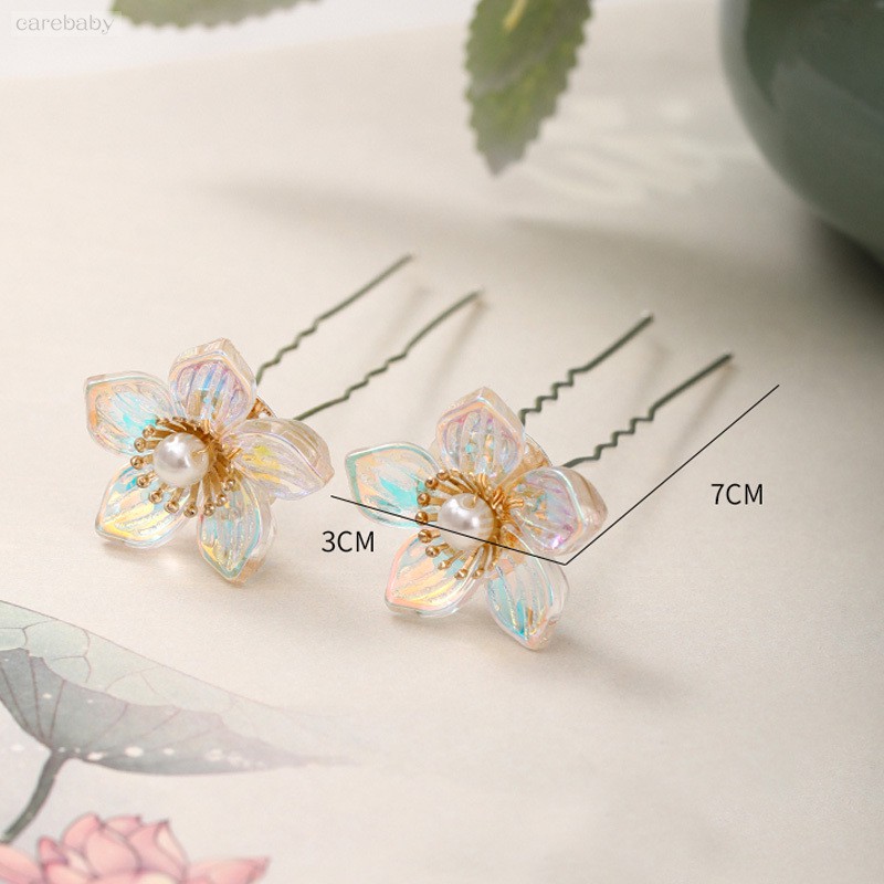 Set 2 Trâm Cài Tóc Hình Hoa Đính Ngọc Trai Nhân Tạo Phù Hợp Cho Cô Dâu Ngày Cưới