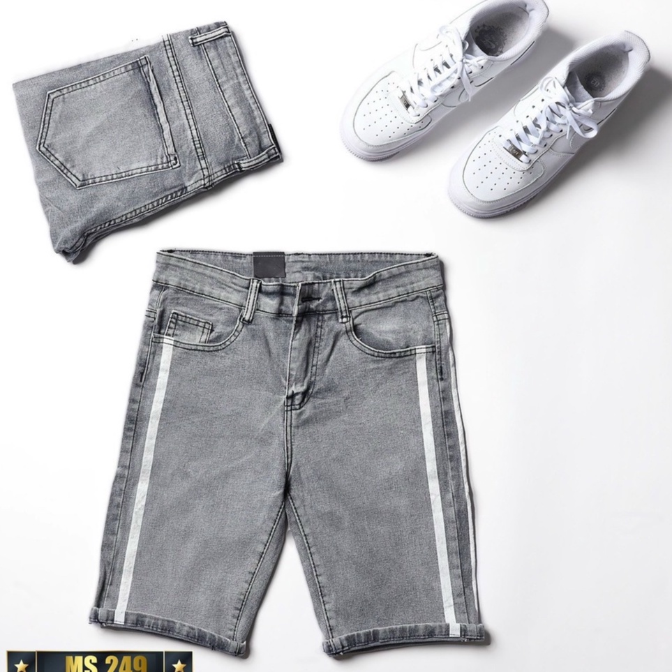 Quần ngố rin nam co giãn chất bò OBOKFASHION dễ phối đồ màu xám in cao cấp phong cách hàn quốc QJN249