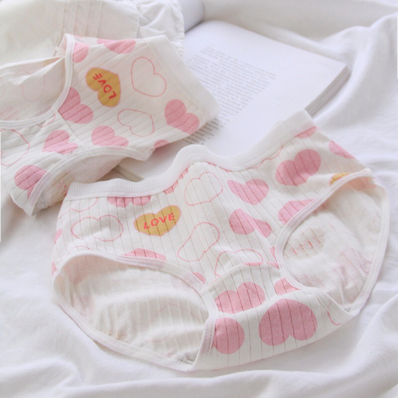 Quần Lót Nữ Cotton Hoạ Tiết Gấu Tim Hồng Xinh Xắn Dễ Thương Chíp Nữ Cotton Cao Cấp Mainia Shop