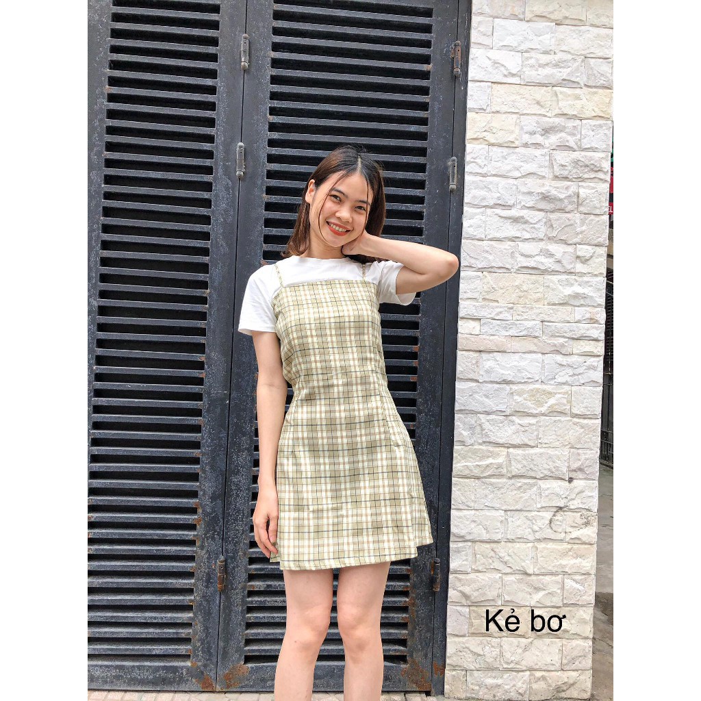 [AMANDA]🌻ĐẦM CARO 2 DÂY CÓ DÂY BUỘC EO, váy 2 dây kẻ caro mặc mùa hè🌻 hình shop chụp thật