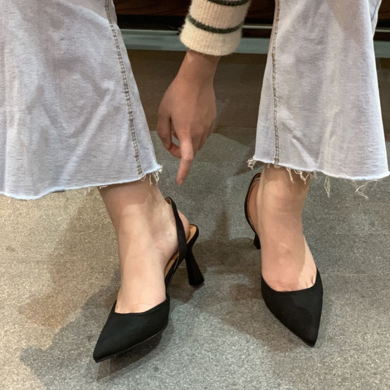 Giày cao gót mũi nhọn dáng slingback thời trang gót nhọn cao 7cm