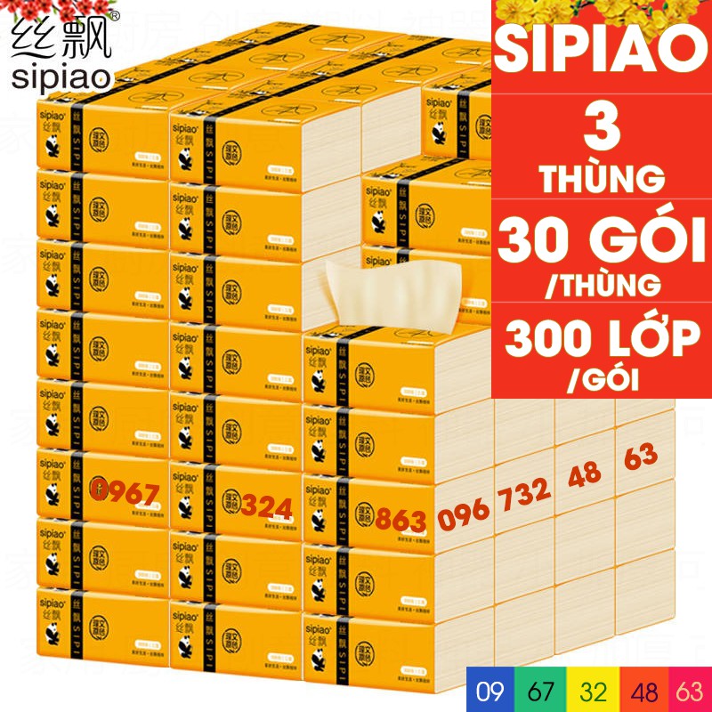 Combo 3 thùng giấy ăn gấu trúc SIPIAO cực mềm mại cực dai