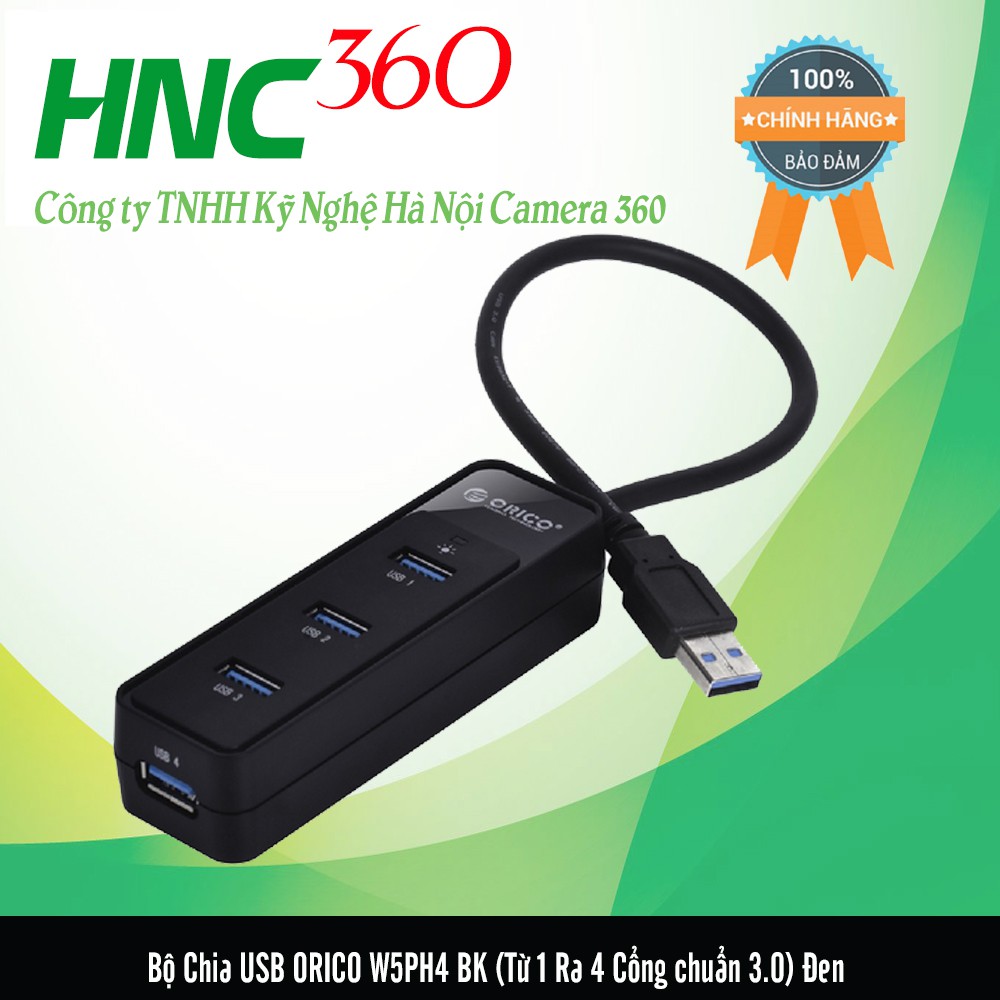 Bộ Chia USB ORICO W5PH4 BK (Từ 1 Ra 4 Cổng chuẩn 3.0) Đen