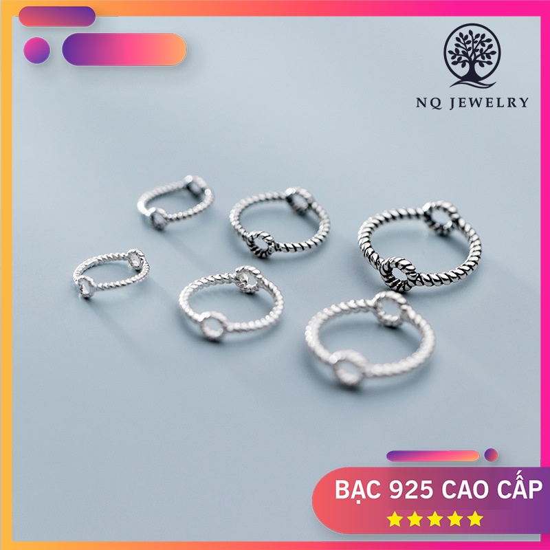 Charm bạc tròn xoắn lồng hạt xỏ ngang