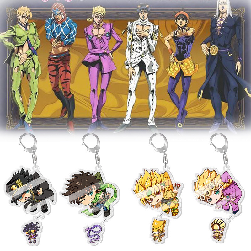 Móc khóa nhựa acrylic trong suốt hai mặt hình anime Jojo 's Bizarre Adventure