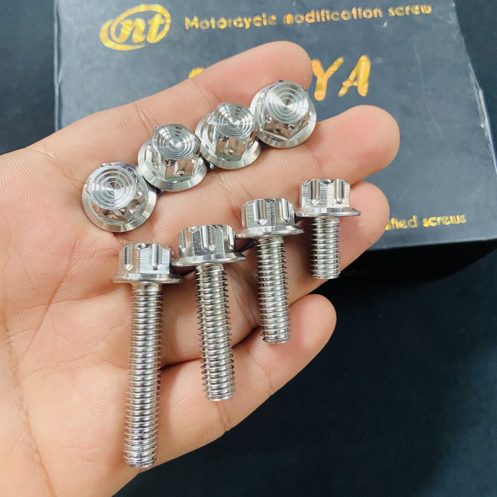 Ốc kiểu xe máy, bộ sưu tập ốc INOX SALAYA thái xoắn 8ly1, 8ly2, 8ly3, 8ly4 trang trí xe máy siêu sáng bóng