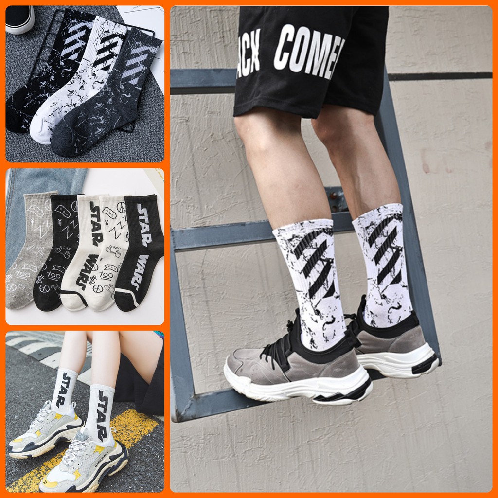 Tất vớ Off White streetwear siêu cool - họa tiết chính hang hothit mùa Thu Đông