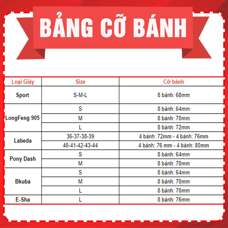 Bánh xe cao su PU phát sáng cho giày patin nhiều màu sắc kèm lõi