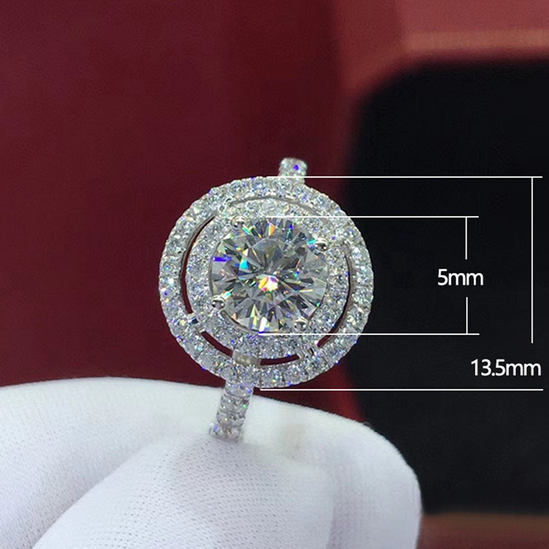 Nhẫn đính đá zircon mạ bạch kim phong cách Âu Mỹ thời trang