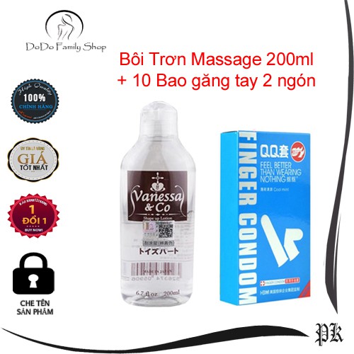 Gel bôi trơn massage tặng 10 bao cao su găng tay 2 ngón