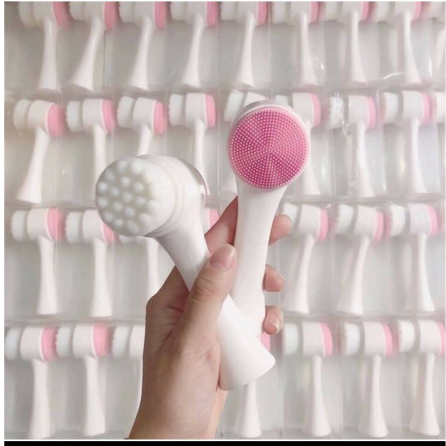 Cọ Massage Rửa Mặt KOREA 2 Đầu 3D Gai Silicon - Sạch Bong Sáng Bóng