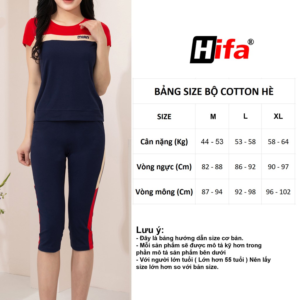 Đồ bộ nữ mặc nhà, set bộ lửng cotton 100%. Hifa Shop Hoàng Hiền MS:701