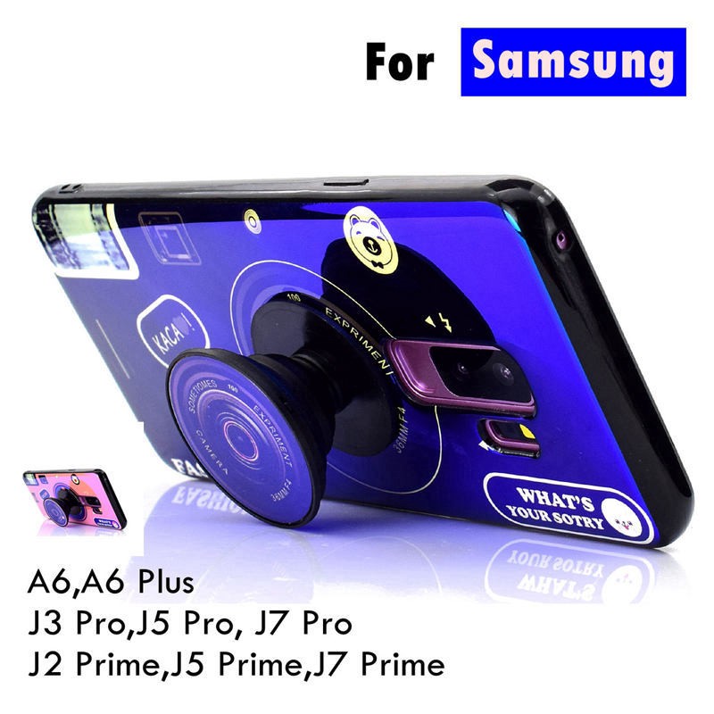 Ốp lưng mềm có giá đỡ đa năng hình máy ảnh cho Samsung Galaxy J3/J5/J7 Pro/J2/J7 Prime/A6/A6 Plusgiá đỡ điện thoại