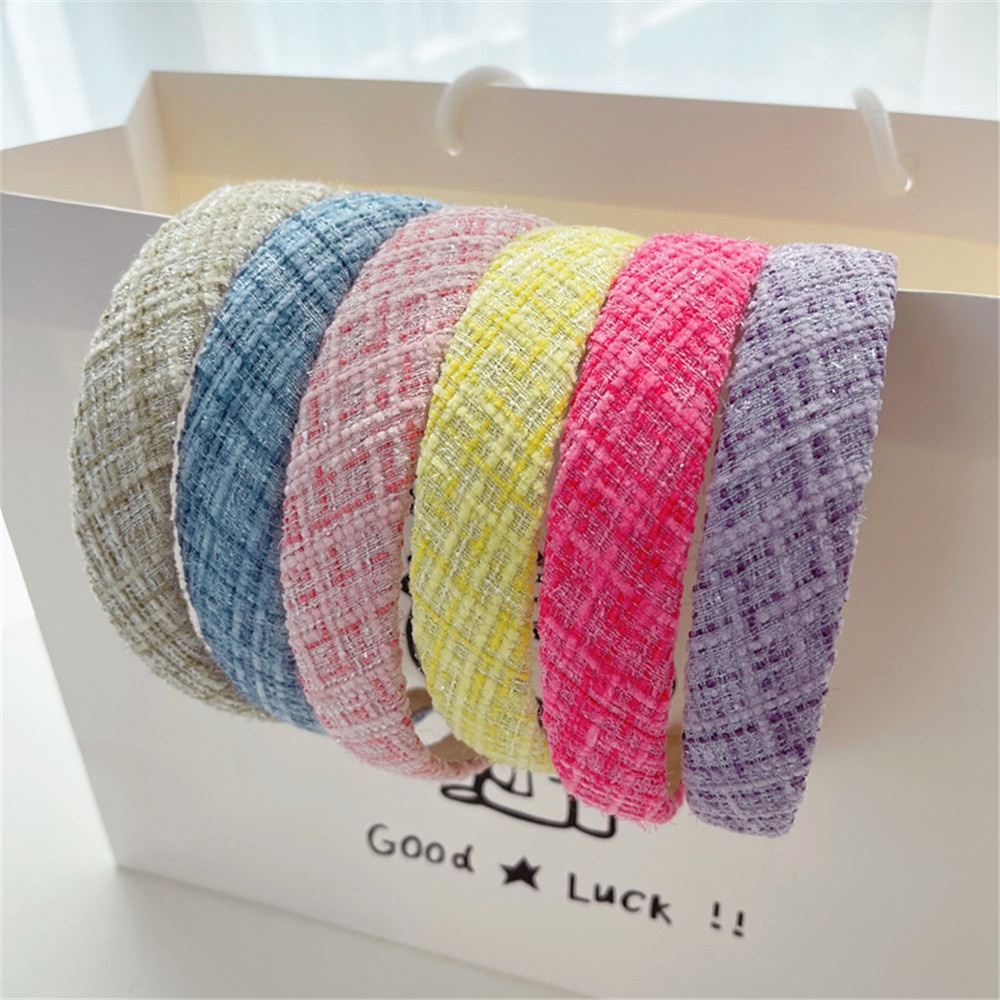 Băng đô cài tóc bản rộng họa tiết kẻ sọc phong cách cổ điển thời trang mùa thu xinh xắn dành cho nữ