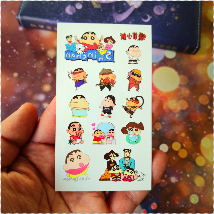 Miếng Dán Hình Xăm Tạm Thời Chống Thấm Nước Họa Tiết Shin Cậu Bé Bút Chì