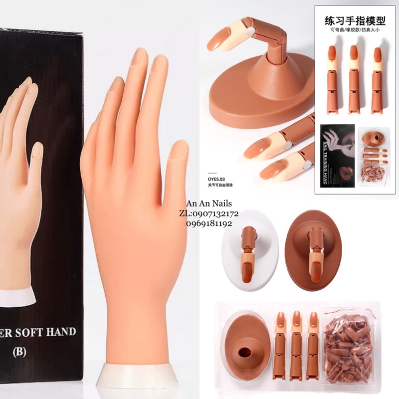 Bàn tay học nail silicon có khớp linh hoạt , LOẠI TỐT