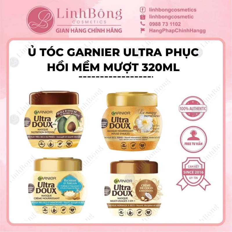 Ủ TÓC GARNIER ULTRA PHỤC HỒI MỀM MƯỢT TÓC
