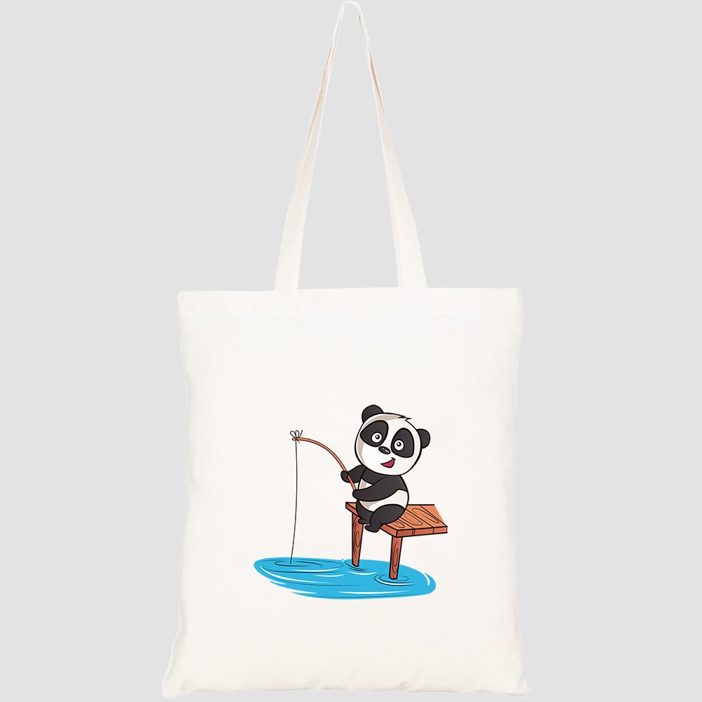 Túi vải tote canvas HTFashion in hình cartoon illustration panda HT135