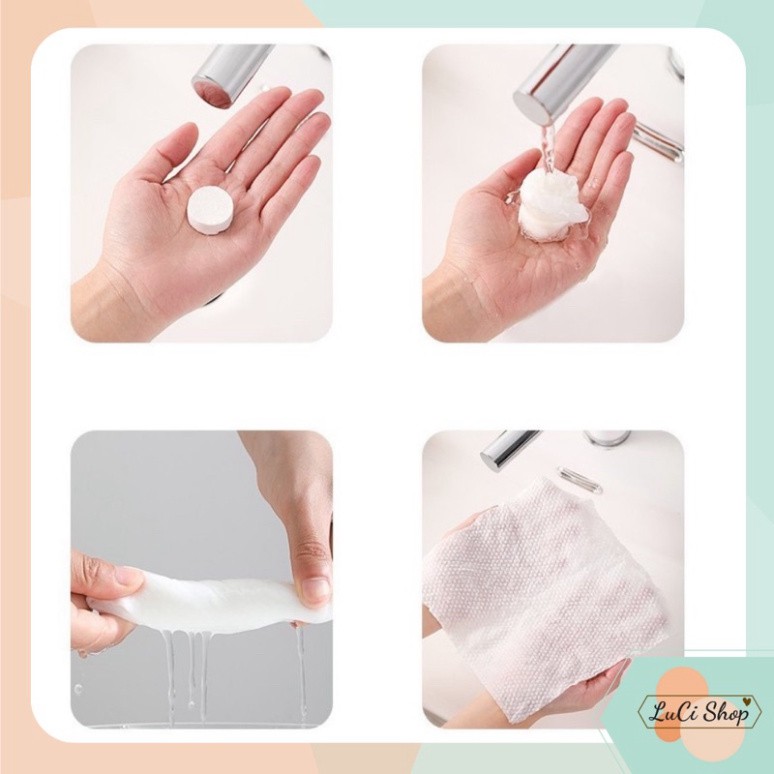 Túi 20 Khăn Giấy Ướt Dạng Nén Hàn Quốc Tiện Lợi