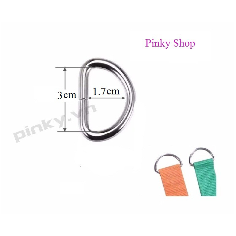 Khoen chữ D, khoen D, móc D 3cm màu bạc phụ kiện làm túi xách và đồ handmade Pinky Shop mã KDB03