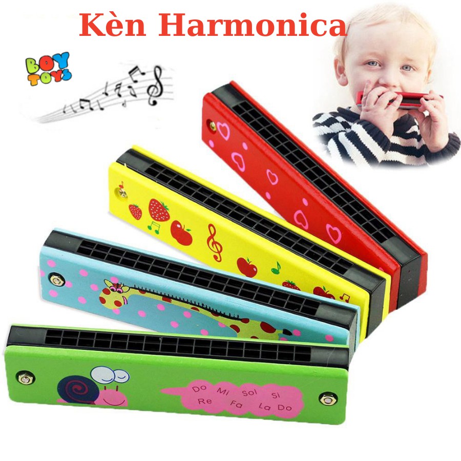 Đồ chơi âm nhạc kèn Acmonica, Harmonica tremolo 16 lỗ họa tiết hoạt hình