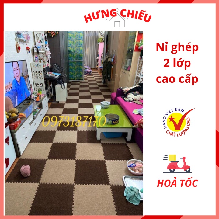 Thảm nỉ ghép miếng trải sàn chống trơn trượt Tường Lâm tấm 40x40cm