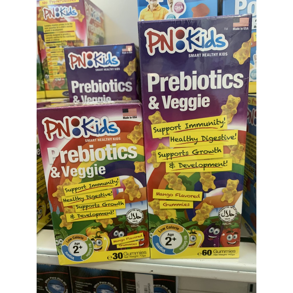 Kẹo Dẻo Bổ Sung Chất Xơ PNKids Prebiotics + Veggie Hỗ Trợ Cải Thiện Hệ Tiêu Hoá Cho Trẻ Của (30 Viên & 60 Viên)