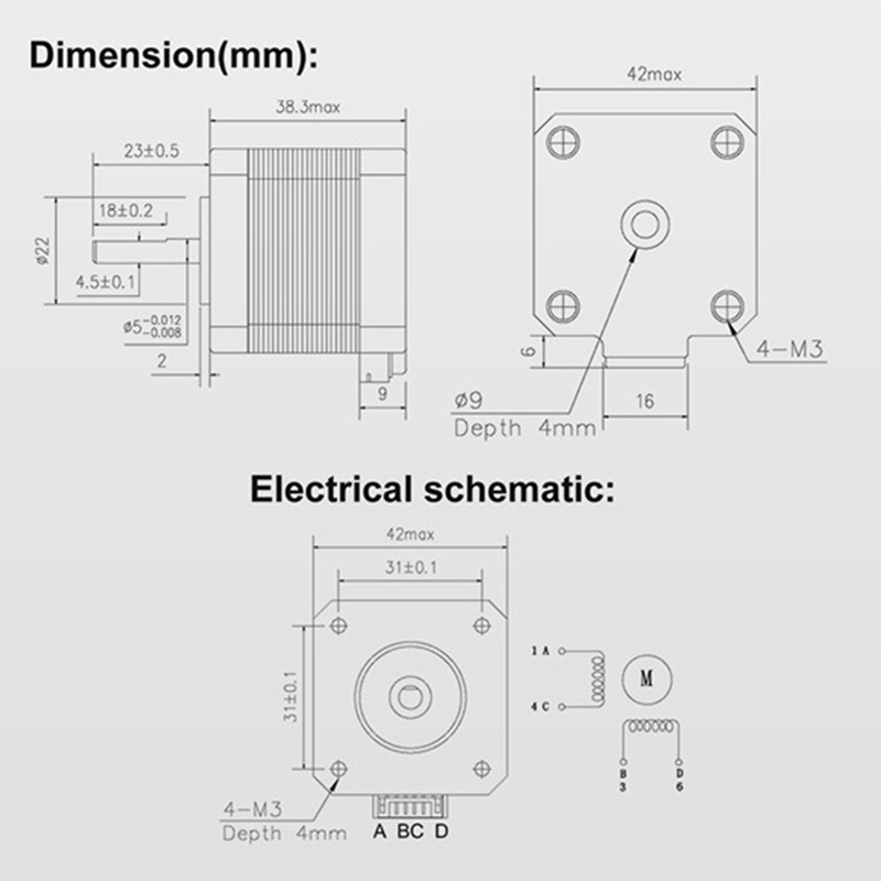 Động Cơ Bước 4 Dây Nema17 2 Pha 42 Cho Máy In 3d