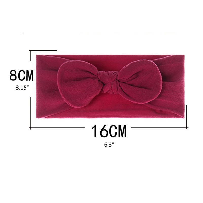 Bộ 3 Băng Đô Nơ Bằng Nylon Mềm Co Giãn Màu Trơn Cho Bé Gái