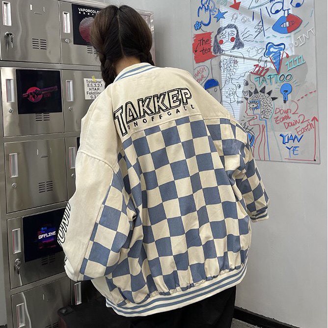 Áo Khoác Bomber Caro nam nữ Takkep cúc bấm Penny Hot Hit Freesize Hàng đẹp