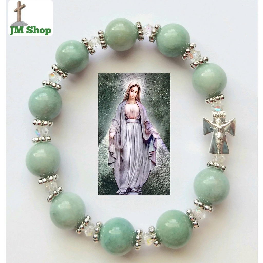Vòng Tay Chuỗi Mân Côi JM Shop Mã 66 Mix Hoa và Thánh Giá Bạc Có Chúa