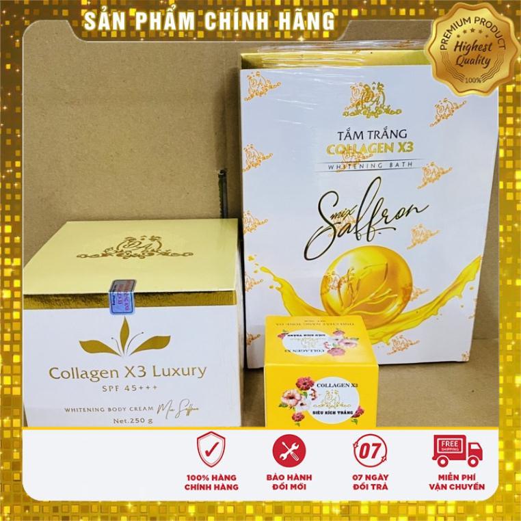 KEM Body Luxury + Kích.trắng X3 +Tắm.trắng Collagen X3 Luxury Combo 5
