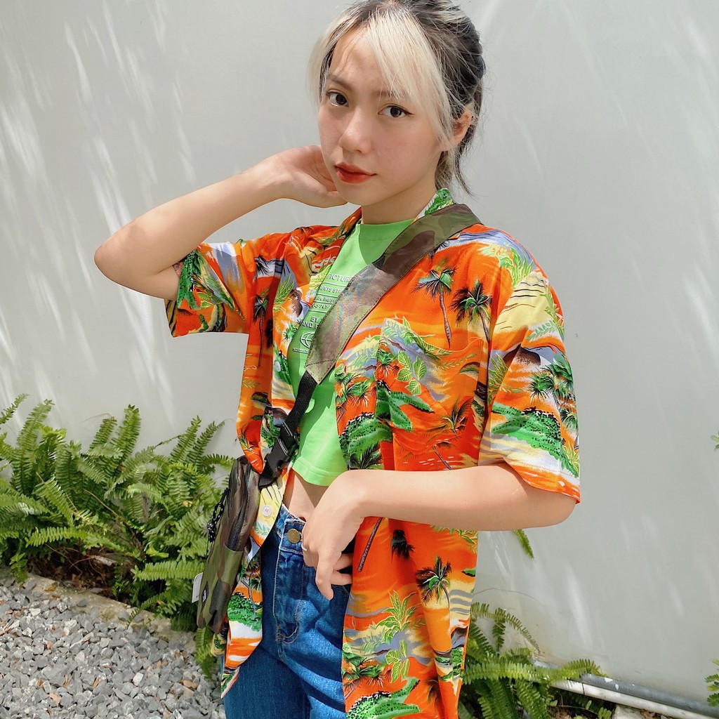 Usthebasic - Áo sơ mi Hawaii Tropical Print Shirt