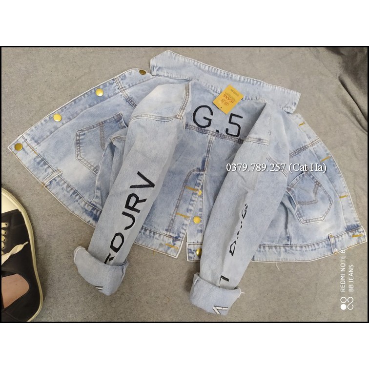 Aó khoác jean nữ xám xanh như hình form dưới 58Kg G5 BB29