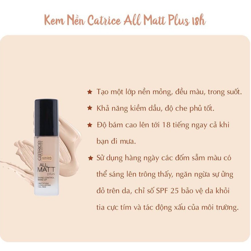 Kem Nền Kiểm Soát Dầu Hiệu Qủa Catrice All Matt Plus 30ml | BigBuy360 - bigbuy360.vn