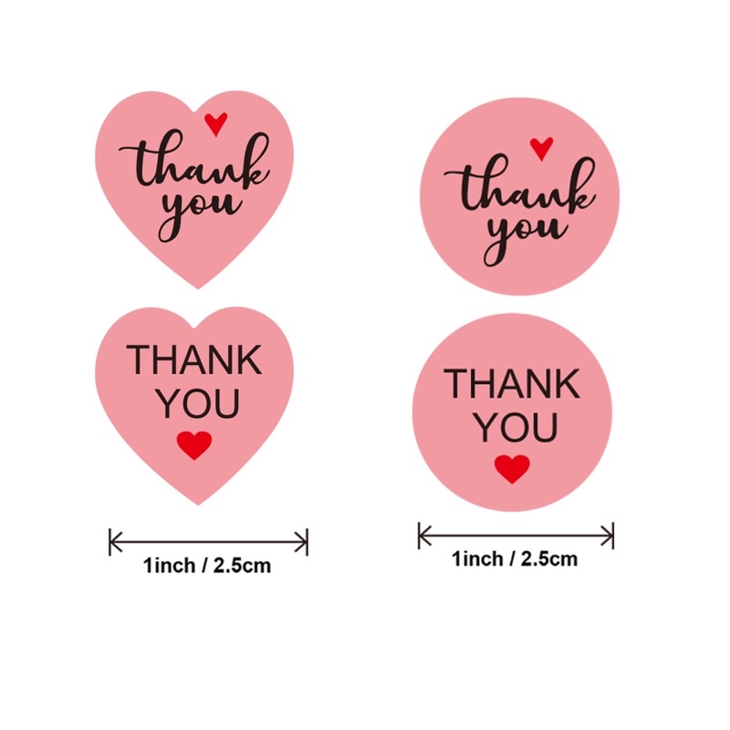 set 100 tem dán/ nhãn dán Thank you mẫu 2 size 2.5 cm