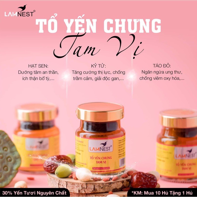 [10hủ tặng 2] YẾN 28% CHƯNG SẴN tam vị 70ml