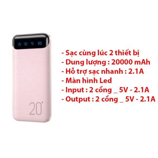 (Sale) Sạc Dự Phòng 20000mAh/10000mAh.wk163 /wk161,Màn Hình LED - Hiển Thị % Pin(Bảo Hành 12 Tháng) TGPK8999