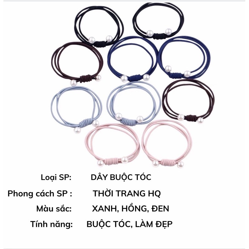 Dây buộc tóc trơn nhiều màu đính hạt trai giả thời trang cho nữ