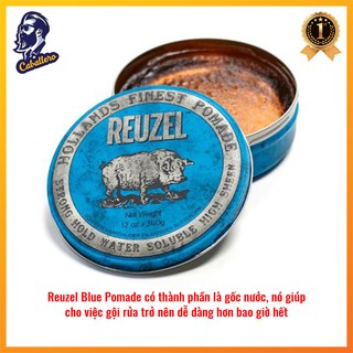 Sáp Vuốt tóc Reuzel Blue Pomade Strong Hold Size 113g - 4oz - Chính hãng tem Bộ Công an