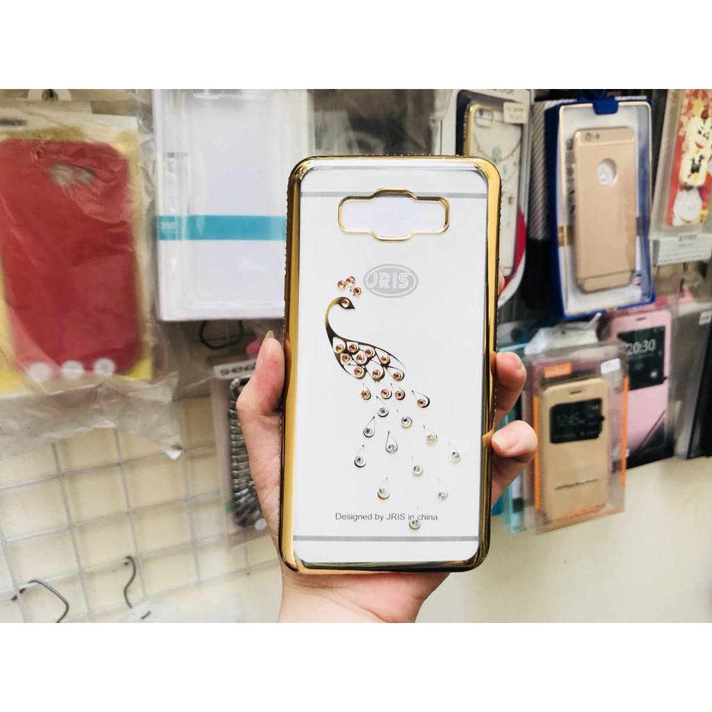 Ốp lưng dẻo Jris viền vàng đính đá cho Samsung Galaxy J7 2016 - J710