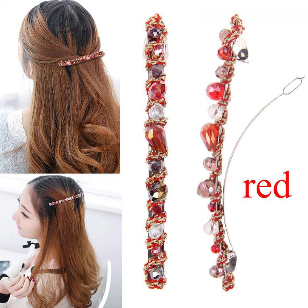 Kẹp tóc hợp kim dáng dài đính đá nhiều màu sắc xinh xắn cho nữ