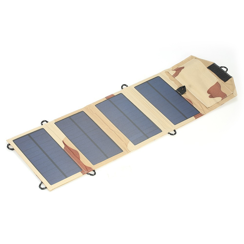 7W USB Solar Panel Folding Power Bank Outdoor Hike Camping Battery Charger