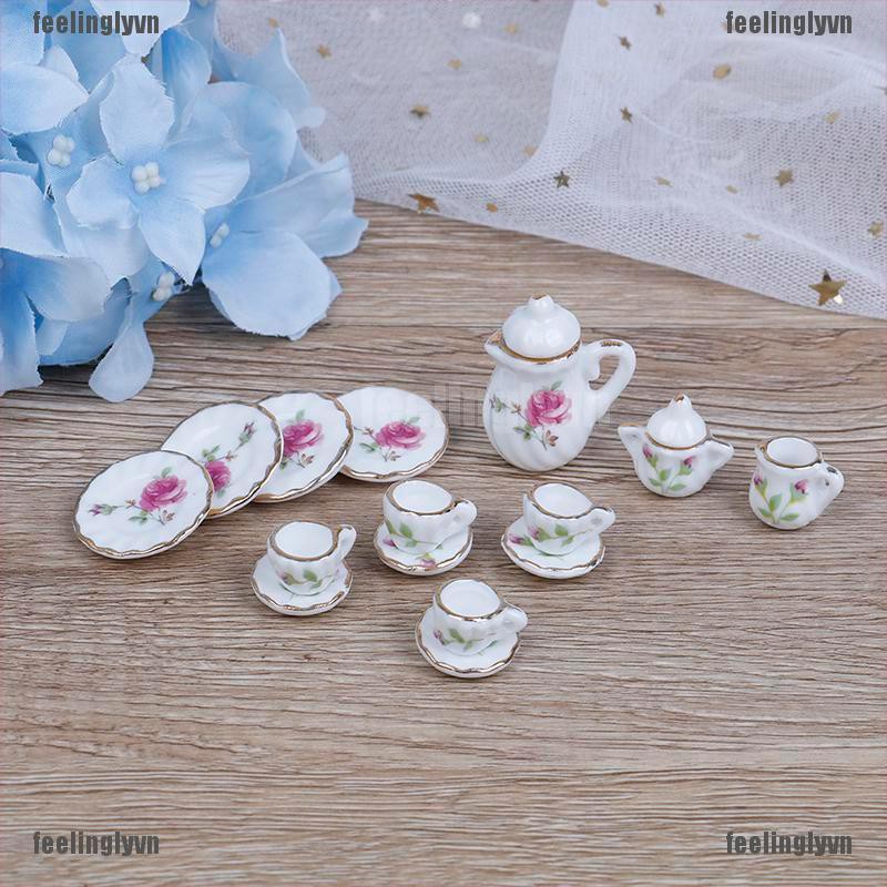 ❤TOP❤ Set 15 tách uống trà mini tỉ lệ 1 : 12 cho nhà búp bê ❤YO